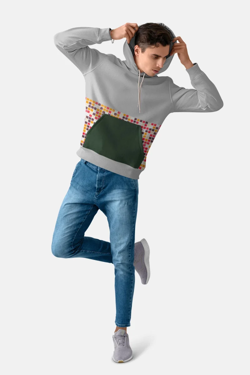 Grey blouse with square pattern